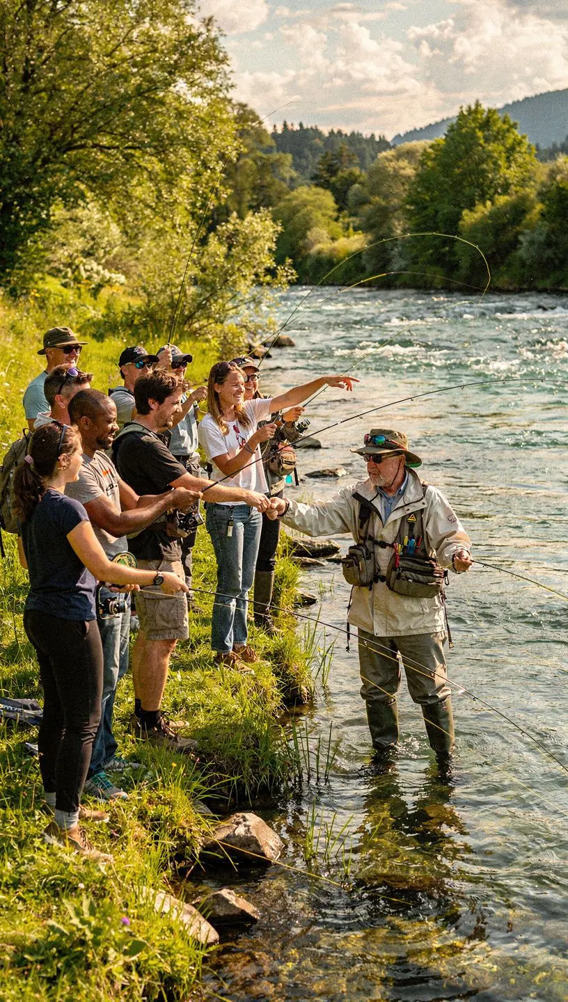 Nahaufnahme von verschiedenen Kunstködern, die für das Fliegenfischen geeignet sind.